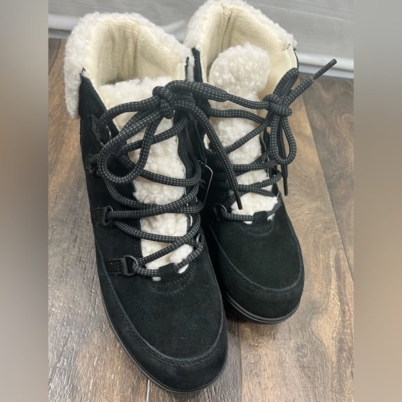 New Sorel Women's Evie Cozy Lace Wedge Boot, Size 9.5, Faux Sherpa Collar - Picture 13 of 14